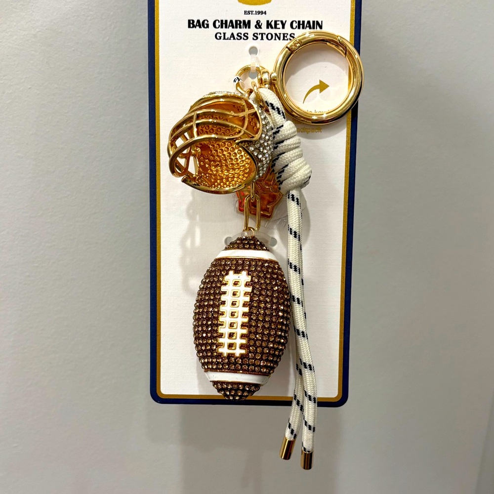 NWT Piper K Brown and Gold Football & Helmet Keychain/ Bag charm